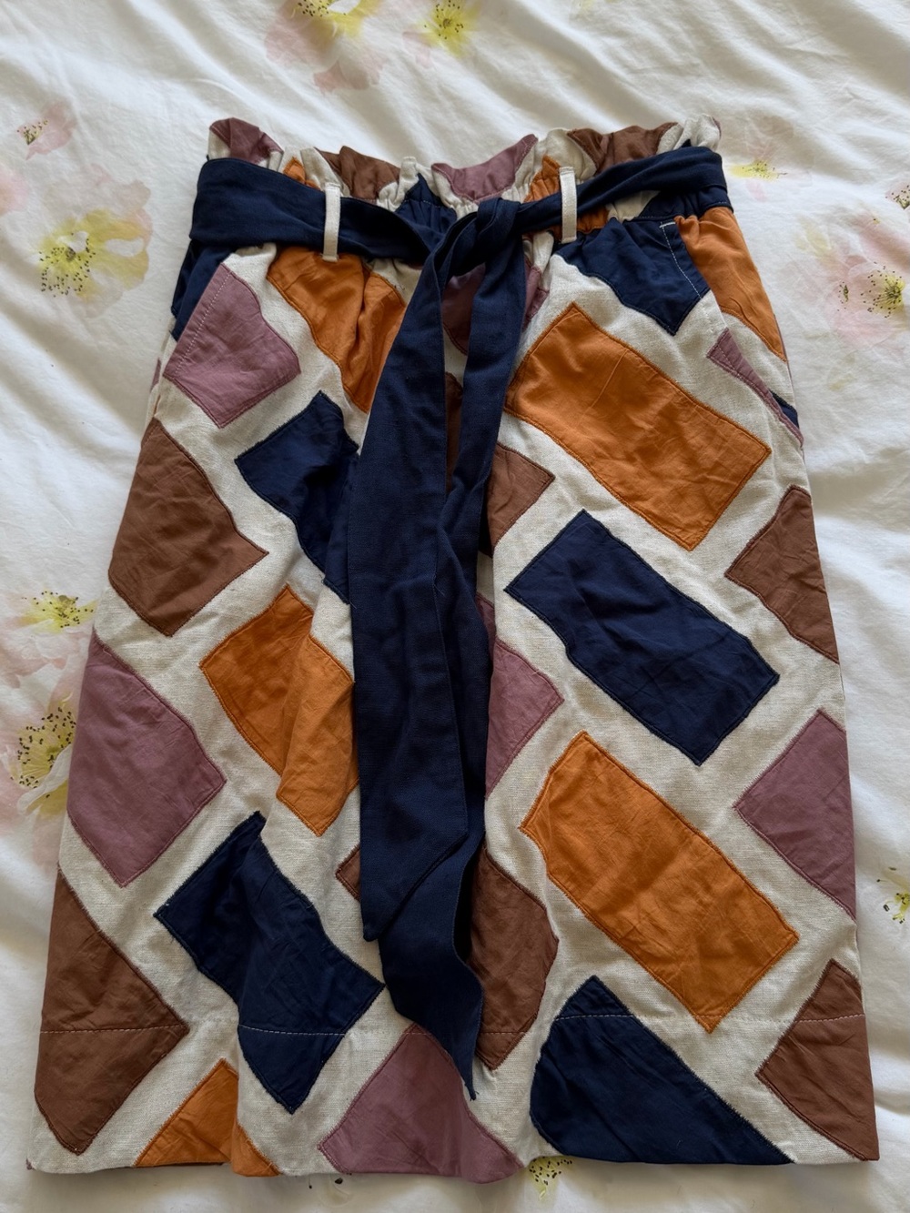 Women’s Geometric Patchwork Midi Skirt - Multicolor - Anthropologie Odell’s